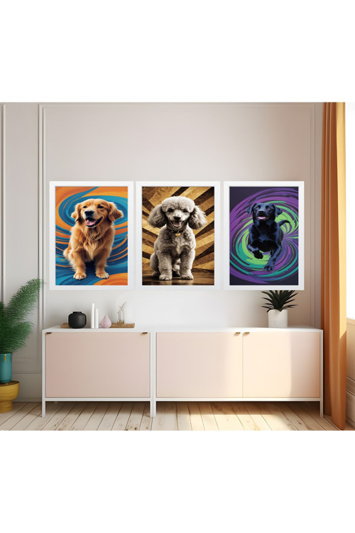 Modern Tarz Mdf Plastik Çerçeveli 3'Lu Dekoratif Tablo 63