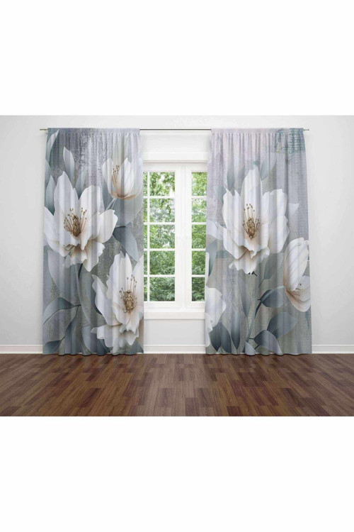 Özel Tasarım Dekoratif Baskı Salon Mutfak Oturma Odası 3D Baskılı Fon Perde 265 - 280 X 240