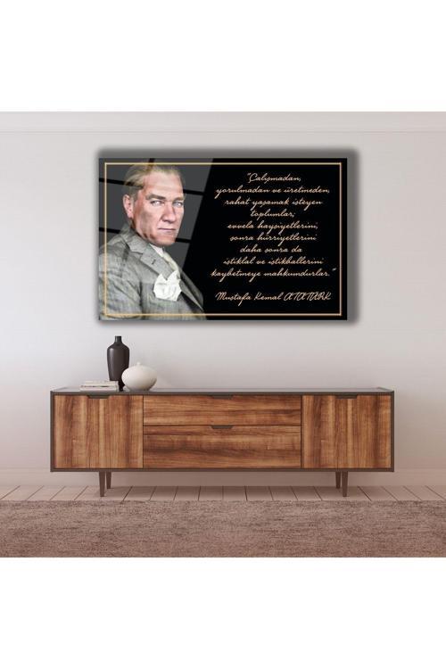 Gazi Mustafa Kemal Atatürk Portresi Ve Sözleri Cam Tablo