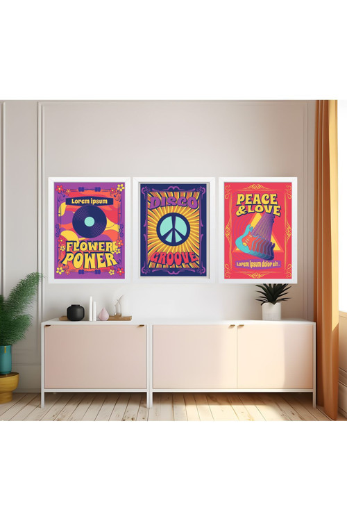 Modern Tarz Mdf Plastik Çerçeveli 3'Lu Dekoratif Tablo 183