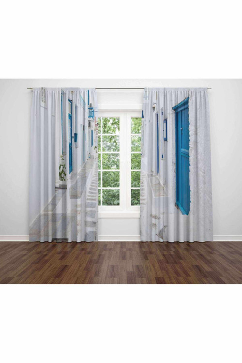 Özel Tasarım Dekoratif Baskı Salon Mutfak Oturma Odası 3D Baskılı Fon Perde 277 - 280 X 270