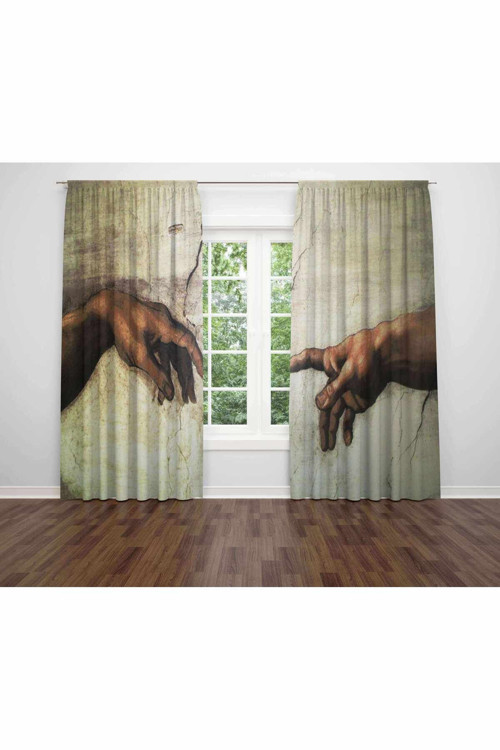 Özel Tasarım Dekoratif Baskı Salon Mutfak Oturma Odası 3D Baskılı Fon Perde 209 - 280 X 250
