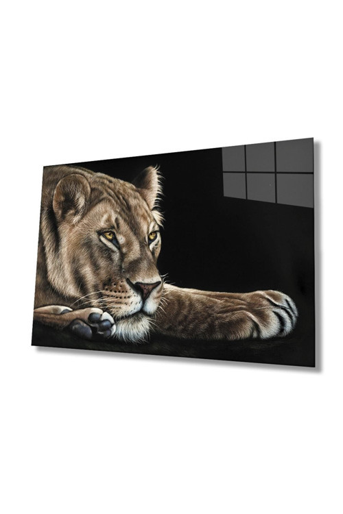 Aslan Hayvan Cam Tablo 4Mm Dayanıklı Temperli Cam