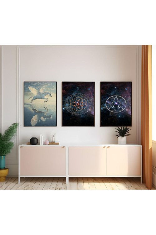 Modern Tarz Mdf Plastik Çerçeveli 3'Lu Dekoratif Tablo 84
