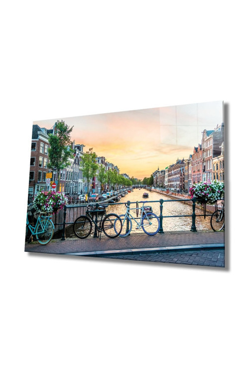 Amsterdam Cam Tablo, Ev Ve Ofis Duvar Dekoru Hediyelik Büyük Tablo Dayanıklı Cam