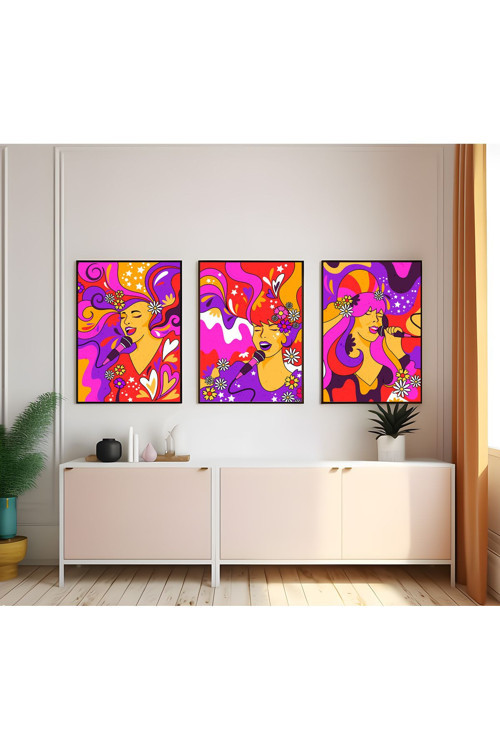 Modern Tarz Mdf Plastik Çerçeveli 3'Lu Dekoratif Tablo 151