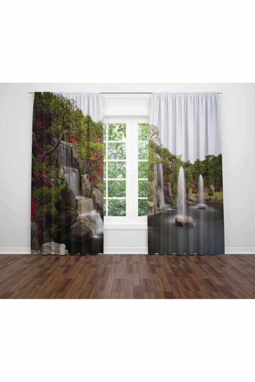 Özel Tasarım Dekoratif Baskı Salon Mutfak Oturma Odası 3D Baskılı Fon Perde 109 - 280 X 240