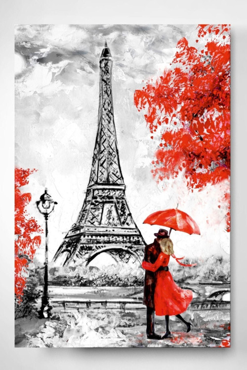 Paris Eyfel Kulesi Dokulu Cam Tablo - Özel Seri