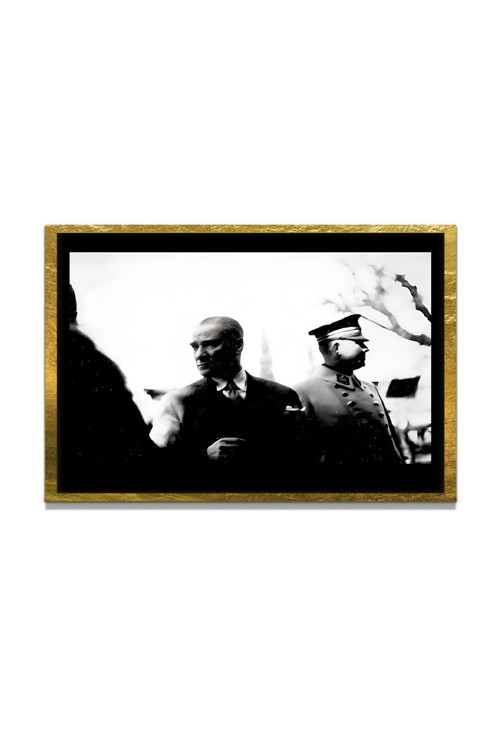 Yapay Zeka İle Yenilenmiş Atatürk Fotoğrafları Siyah Beyaz Cam Tablo, 3D Dekoratif Baskı 585