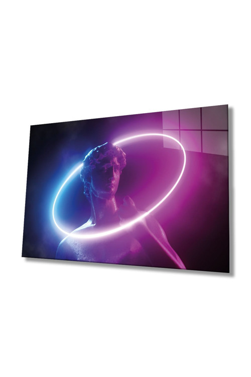Soyut Neon Tarzı Heykel Cam Tablo, Ev Ve Ofis Duvar Dekoru Hediyelik Büyük Tablo Dayanıklı Cam