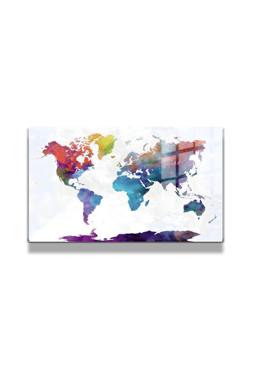 Harita/Maps 3D Dekoratif Baskı Cam Tablo 48