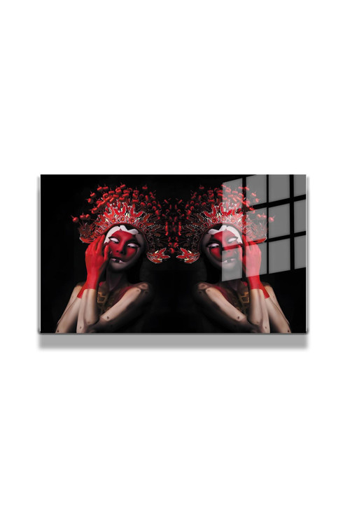 Creative Fashion 3D Dekoratif Baskı Yatay Cam Tablo 01