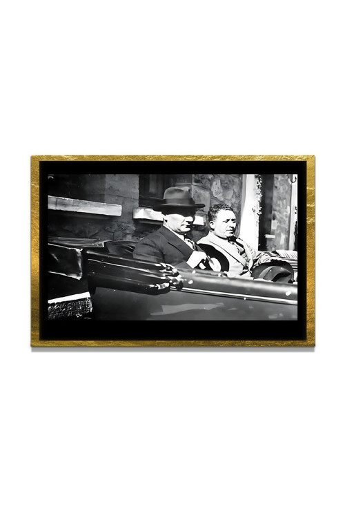 Yapay Zeka İle Yenilenmiş Atatürk Fotoğrafları Siyah Beyaz Cam Tablo, 3D Dekoratif Baskı 341