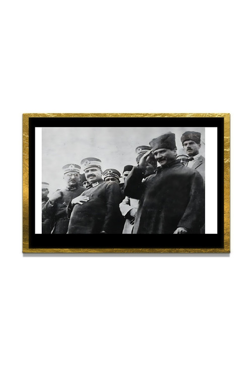 Yapay Zeka İle Yenilenmiş Atatürk Fotoğrafları Siyah Beyaz Cam Tablo, 3D Dekoratif Baskı 537