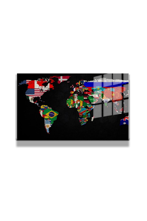 Harita/Maps 3D Dekoratif Baskı Cam Tablo 147