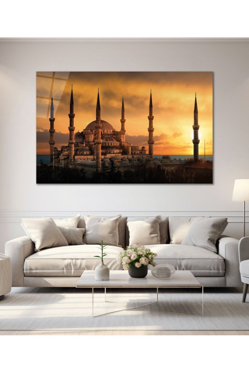 Sultanahmet Cami Cam Tablo Hediyelik Büyük Tablo Ev Ofis Dekoru