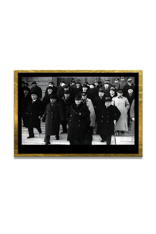 Yapay Zeka İle Yenilenmiş Atatürk Fotoğrafları Siyah Beyaz Cam Tablo, 3D Dekoratif Baskı 189