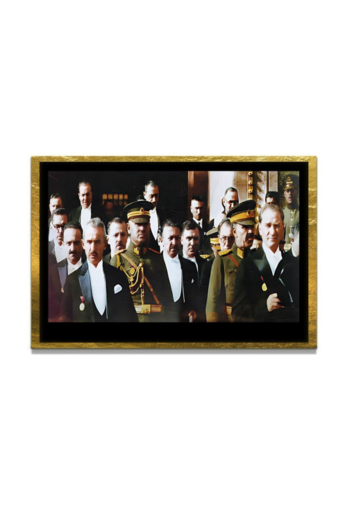 Yapay Zeka İle Yenilenmiş Atatürk Fotoğrafları Siyah Beyaz Cam Tablo, 3D Dekoratif Baskı 645