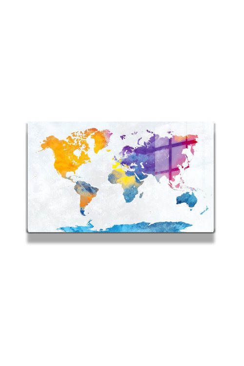 Harita/Maps 3D Dekoratif Baskı Cam Tablo 152