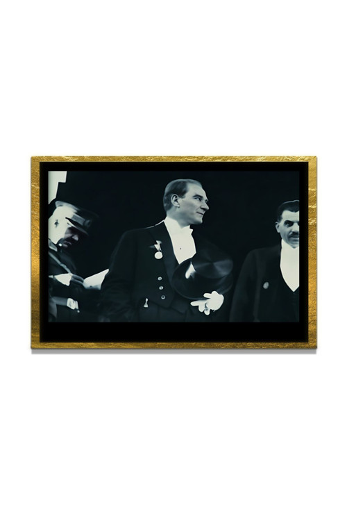 Yapay Zeka İle Yenilenmiş Atatürk Fotoğrafları Siyah Beyaz Cam Tablo, 3D Dekoratif Baskı 114