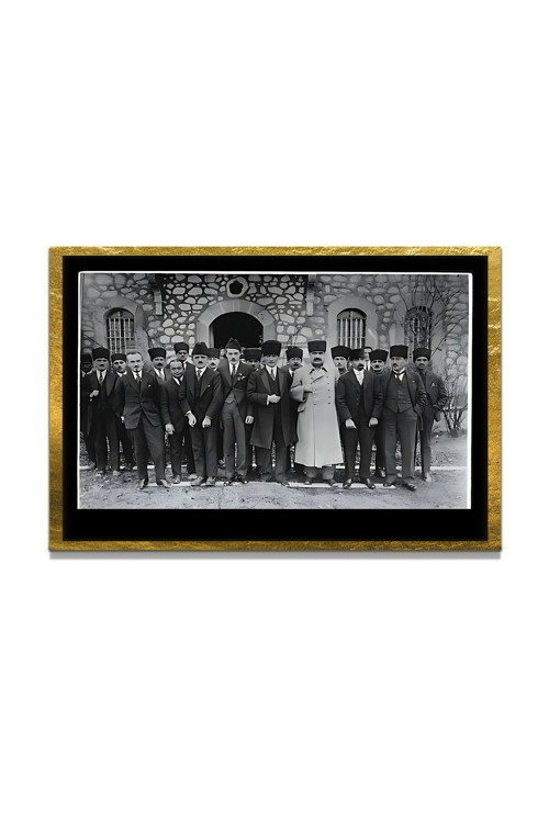 Yapay Zeka İle Yenilenmiş Atatürk Fotoğrafları Siyah Beyaz Cam Tablo, 3D Dekoratif Baskı 673