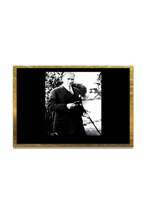 Yapay Zeka İle Yenilenmiş Atatürk Fotoğrafları Siyah Beyaz Cam Tablo, 3D Dekoratif Baskı 161
