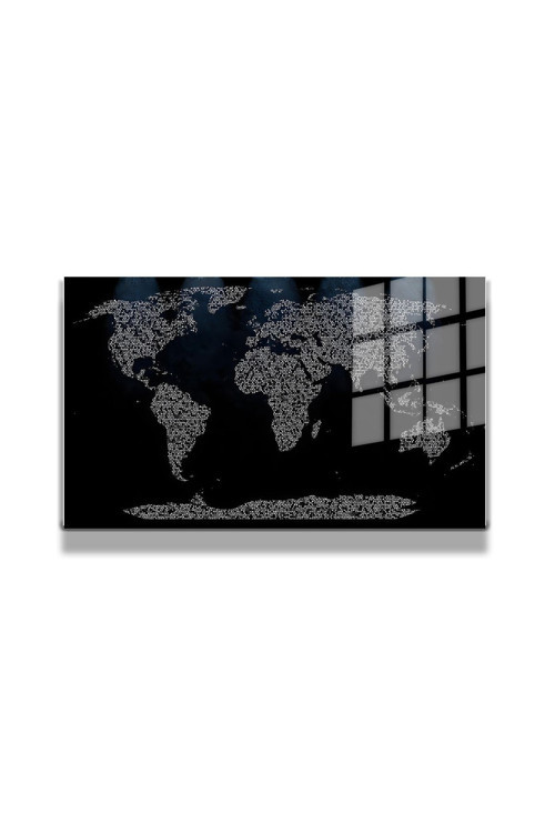 Harita/Maps 3D Dekoratif Baskı Cam Tablo 10