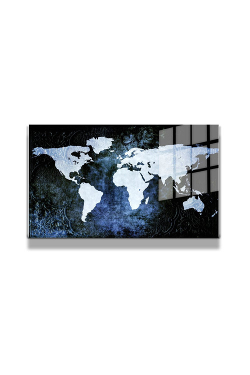 Harita/Maps 3D Dekoratif Baskı Cam Tablo 171