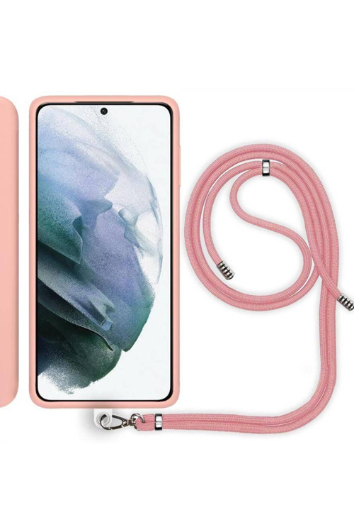 Xiaomi Redmi 10C İp Askılı Silikon Kılıf Pembe