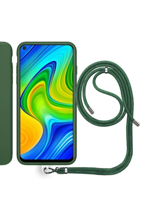 Xiaomi Redmi Note 9 Ip Askılı Silikon Kılıf Haki