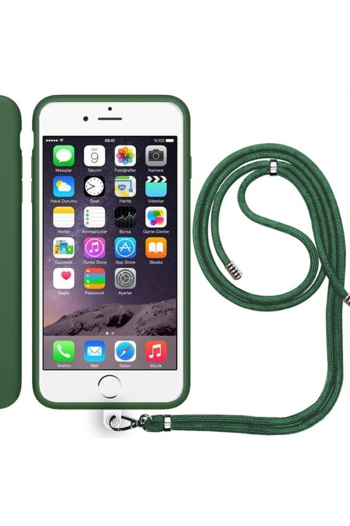 Apple Iphone 6 Ip Askılı Silikon Kılıf Haki