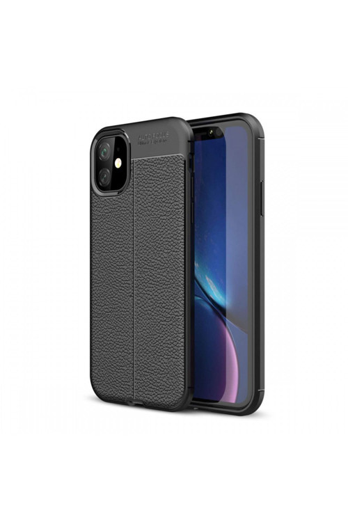 Apple Iphone 11 Deri Görünümlü Silikon Siyah