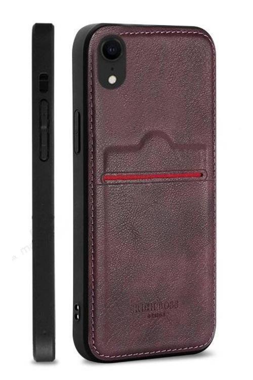 Xiaomi Redmi Note 8 Pro Kartlıklı Rich Boss Lüx Deri Kılıf Koyu Kırmızı