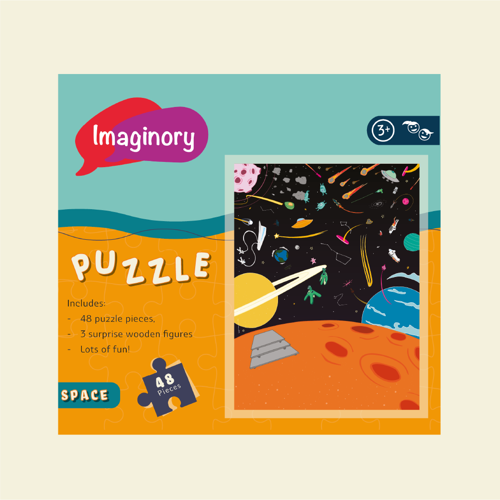 Sürpriz Ahşap Figür Hediyeli Puzzle - Uzay