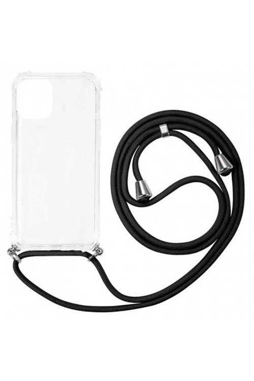 Samsung Galaxy A06S Boyun Askılı Şeffaf Tank Kılıf Siyah