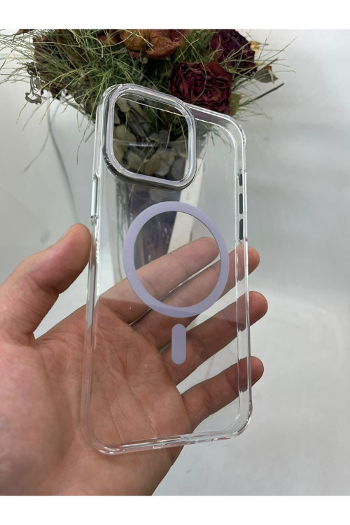İphone 14-13 Şeffaf Mika Lila Magsafe Kılıf