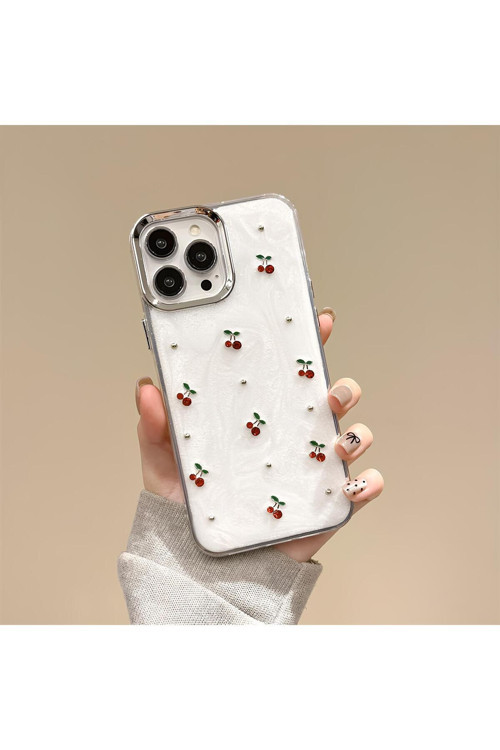 İphone 15 Luxe White Case Cherry
