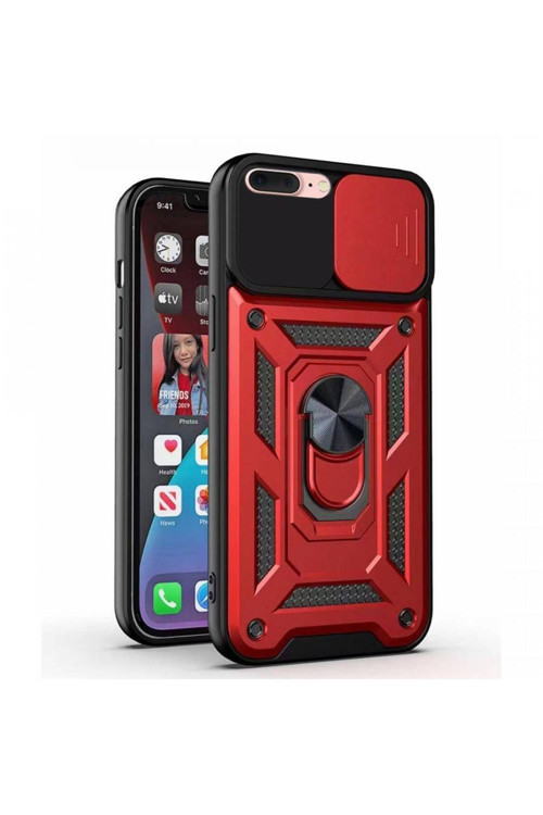 Kızaklı Tank Kılıf Apple Iphone 8 Plus Kırmızı