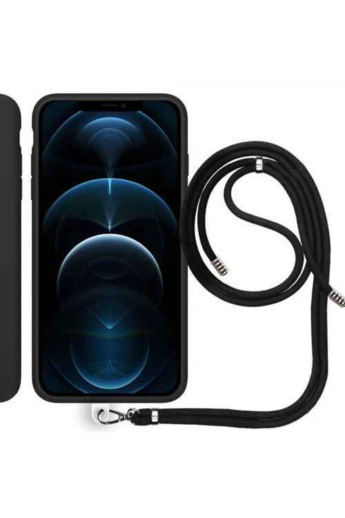 Apple Iphone 14 6.1'' Ip Askılı Silikon Kılıf Siyah