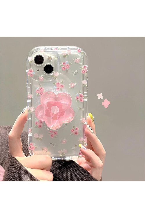 Çiçekli Popsocketli Kılıf İphone 14