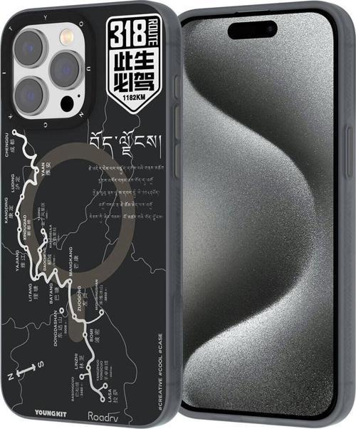 iPhone 15 Pro Max Uyumlu Kılıf Magsafe Şarj Özellikli 318 Road Serisi Kapak Siyah