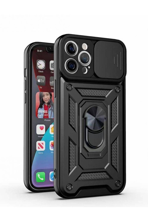 Kızaklı Tank Kılıf Apple Iphone 12 Pro Max Siyah