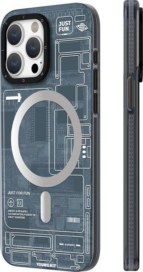 iPhone 15 Pro Max Uyumlu Kılıf Magsafe Şarj Özellikli Technology Serisi Kapak Siyah