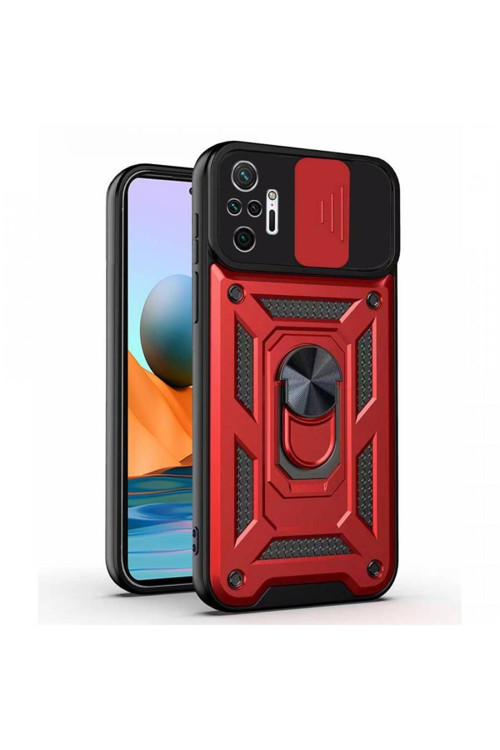 Kızaklı Tank Kılıf Xiaomi Redmi Note 10 Pro Kırmızı