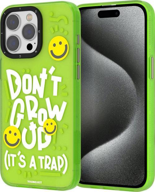 iPhone 15 Pro Uyumlu Kılıf Magsafe Şarj Özellikli Happy Hearth Serisi Kapak Yeşil