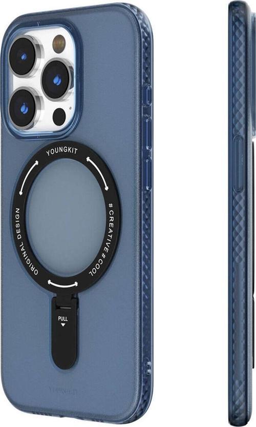 iPhone 15 Pro Uyumlu Kılıf Magsafe Şarj Özellikli Rock Serisi Kapak Mavi