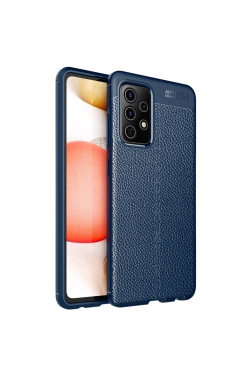 Samsung Galaxy A72 Deri Görünümlü Silikon Lacivert