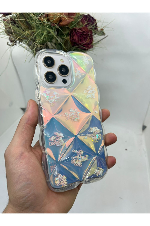 İphone 15 Hologram Puffer Kılıf Kalp