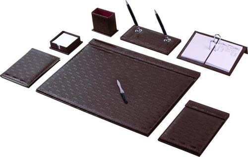 253 Hasır Desenli Kalemli Sümen Takımı 9 Parça Kahve G253