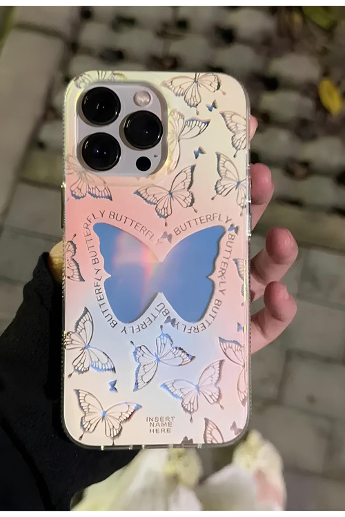 İphone 11 Uyumlu Hologramlı Kelebek Desenli Kılıf